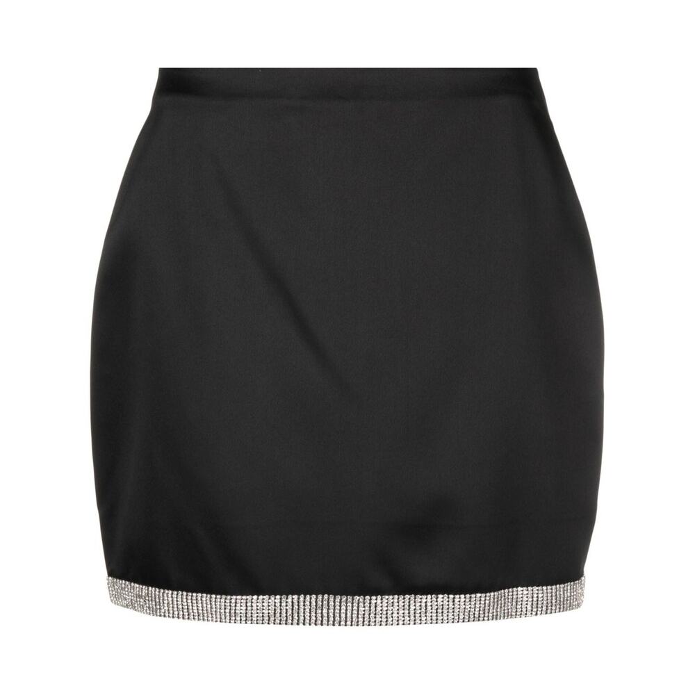 Reformation Tatiana Crystal Embellished Black Satin Mini Skirt 0 party glam y2k